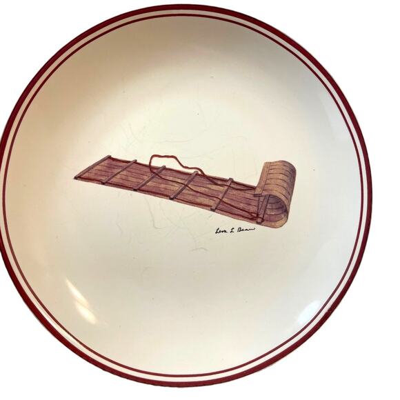 L.L.Bean Winter Lodge Plate Set (4) Snowshoe Ski Cabin Decor - Picture 8 of 8